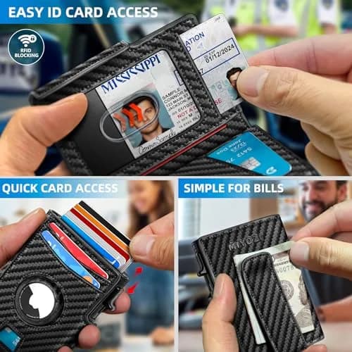 miyozi Airtag Wallet for Men, Slim Metal Card Holder with RFID Block & Money Clip thumbnail 5