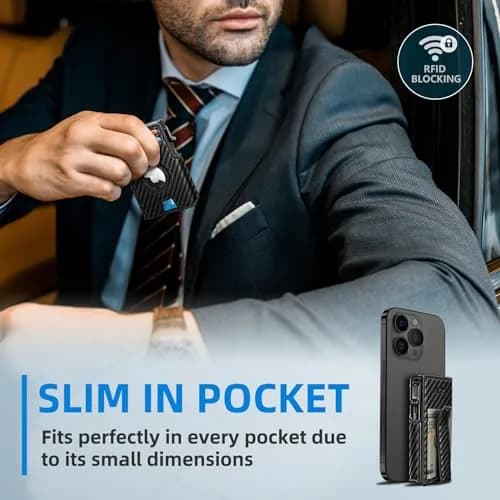 miyozi Airtag Wallet for Men, Slim Metal Card Holder with RFID Block & Money Clip thumbnail 6