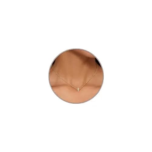 HERIER Cross Necklace for Women, 16.5" + 2" Extender | Dainty 14K Gold Plated Small Cross Pendant thumbnail 1