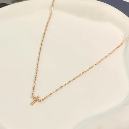 HERIER Cross Necklace for Women, 16.5" + 2" Extender | Dainty 14K Gold Plated Small Cross Pendant thumbnail 6