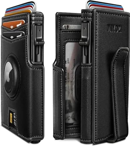 miyozi Airtag Wallet for Men, Slim RFID Wallet with Money Clip, 10 Card Slots, Magnetic Closure, Gift Box thumbnail 1