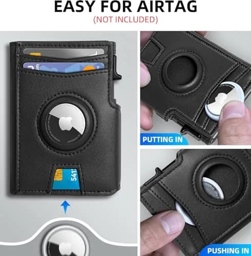 miyozi Airtag Wallet for Men, Slim RFID Wallet with Money Clip, 10 Card Slots, Magnetic Closure, Gift Box thumbnail 4