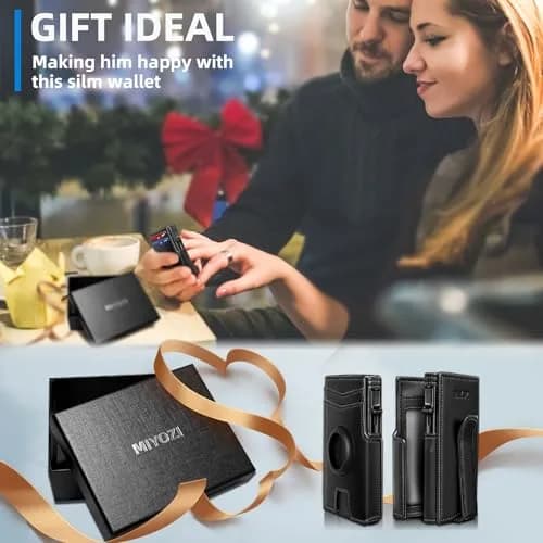 miyozi Airtag Wallet for Men, Slim RFID Wallet with Money Clip, 10 Card Slots, Magnetic Closure, Gift Box thumbnail 7