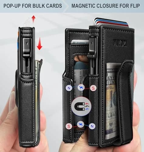 miyozi Airtag Wallet for Men, Slim RFID Wallet with Money Clip, 10 Card Slots, Magnetic Closure, Gift Box thumbnail 3