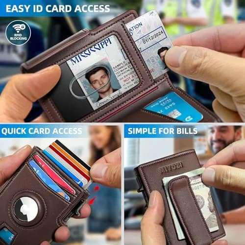 miyozi Airtag Wallet for Men, Slim RFID Wallet with Money Clip & Magnetic Closure | Fits 10 Cards thumbnail 5
