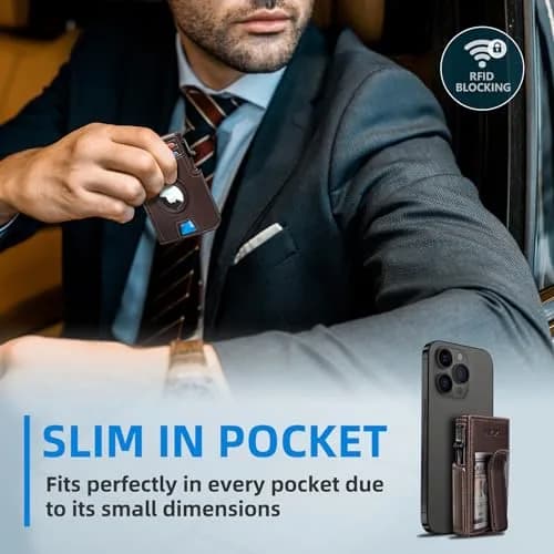 miyozi Airtag Wallet for Men, Slim RFID Wallet with Money Clip & Magnetic Closure | Fits 10 Cards thumbnail 6