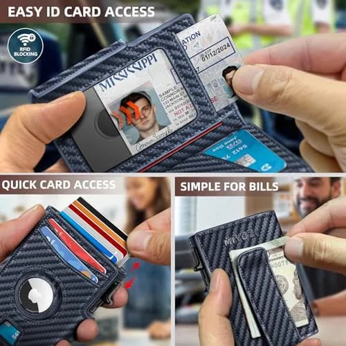 miyozi Airtag Wallet for Men with Money Clip Slim RFID Blocking Gift Box thumbnail 5