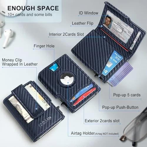 miyozi Airtag Wallet for Men with Money Clip Slim RFID Blocking Gift Box thumbnail 2