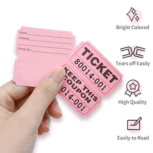 L LIKED Raffle Tickets Double Rolls Pink 1000 Pairs | Consecutive Numbering for Events thumbnail 4
