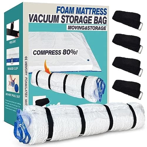 VacPack Queen Full Mattress Storage Vacuum Bag for Moving & Storage | Heavy Duty 4 Mil Plastic thumbnail 1