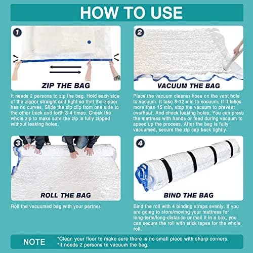 VacPack Queen Full Mattress Storage Vacuum Bag for Moving & Storage | Heavy Duty 4 Mil Plastic thumbnail 5