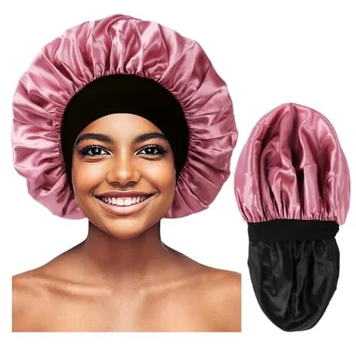 Himoswis Satin Hair Bonnet for Sleeping, Reversible Double-Layered Silk Sleep Cap for Men & Women with Wide Stretchy Band | Protects Hair & Maintains Styles thumbnail 1