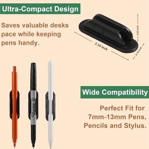 Tiizze Silicone Adhesive Pencil Holders for Classroom & Desk, 10 Pack Black | Durable Silicone Pen Holders for School & Office thumbnail 7
