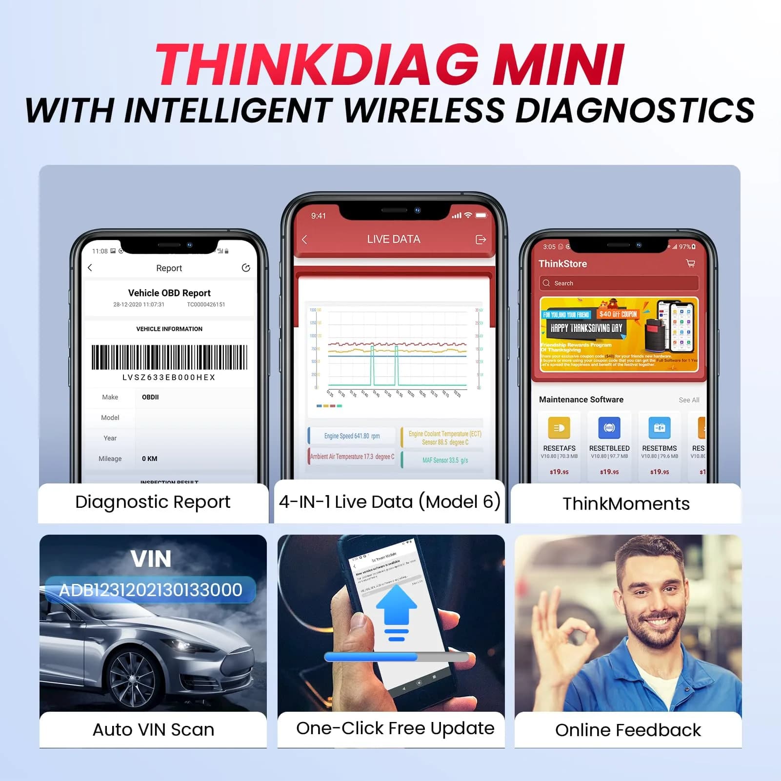 thinkcar Thinkdiag Mini Bluetooth OBD2 Scanner Diagnostic Tool | Full System Scan for iOS & Android - view 6