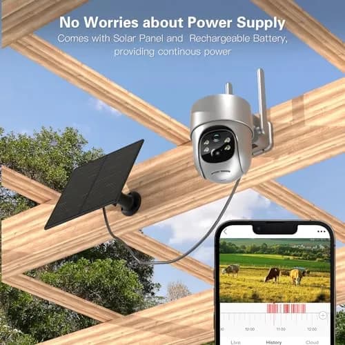 Xega 4G LTE Cellular Security Camera with Solar Panel & 128GB TF Card Support | 2K HD PTZ Night Vision Motion Detection thumbnail 4