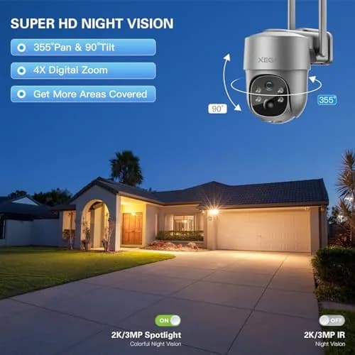 Xega 4G LTE Cellular Security Camera with Solar Panel & 128GB TF Card Support | 2K HD PTZ Night Vision Motion Detection thumbnail 5