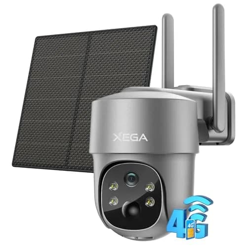 Xega 4G LTE Cellular Security Camera with Solar Panel & 128GB TF Card Support | 2K HD PTZ Night Vision Motion Detection thumbnail 1