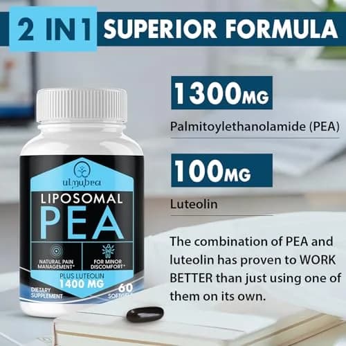 Ulmubra Liposomal Palmitoylethanolamide 1300 MG + Luteolin 100 MG | Superior Absorption for Discomfort Relief (70-120 chars) thumbnail 2
