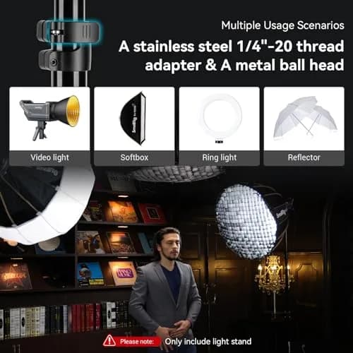 SMALLRIG RA-S200 Light Stand 6.6ft Aluminum Adjustable Support for Photography & Studio Use thumbnail 3
