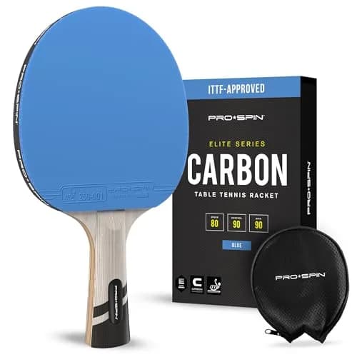 PRO-SPIN ITTF Approved Carbon Fiber Table Tennis Rackets with 7-Ply Blade & 2.0mm Sponge | Blue, 1-Pack thumbnail 1