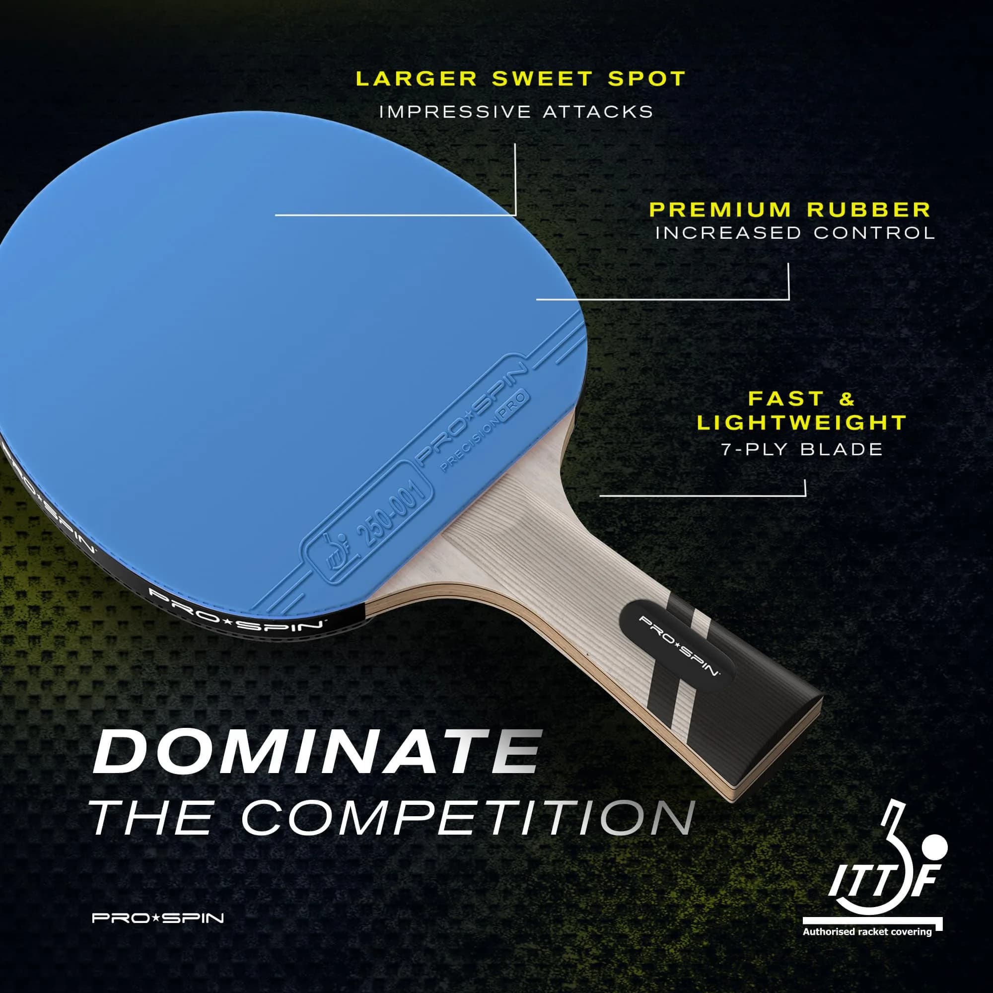 PRO-SPIN Carbon Fiber Table Tennis Rackets - Blue, 1-Pack - view 2