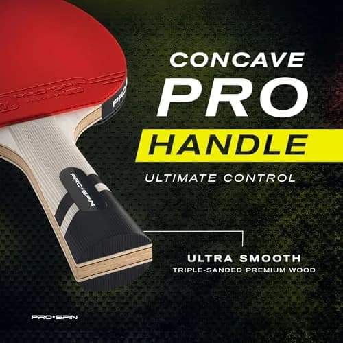 PRO-SPIN 4-Player Carbon Fiber Ping Pong Paddle Set with 8 ITTF Balls | Shakehand Grip, Red thumbnail 5