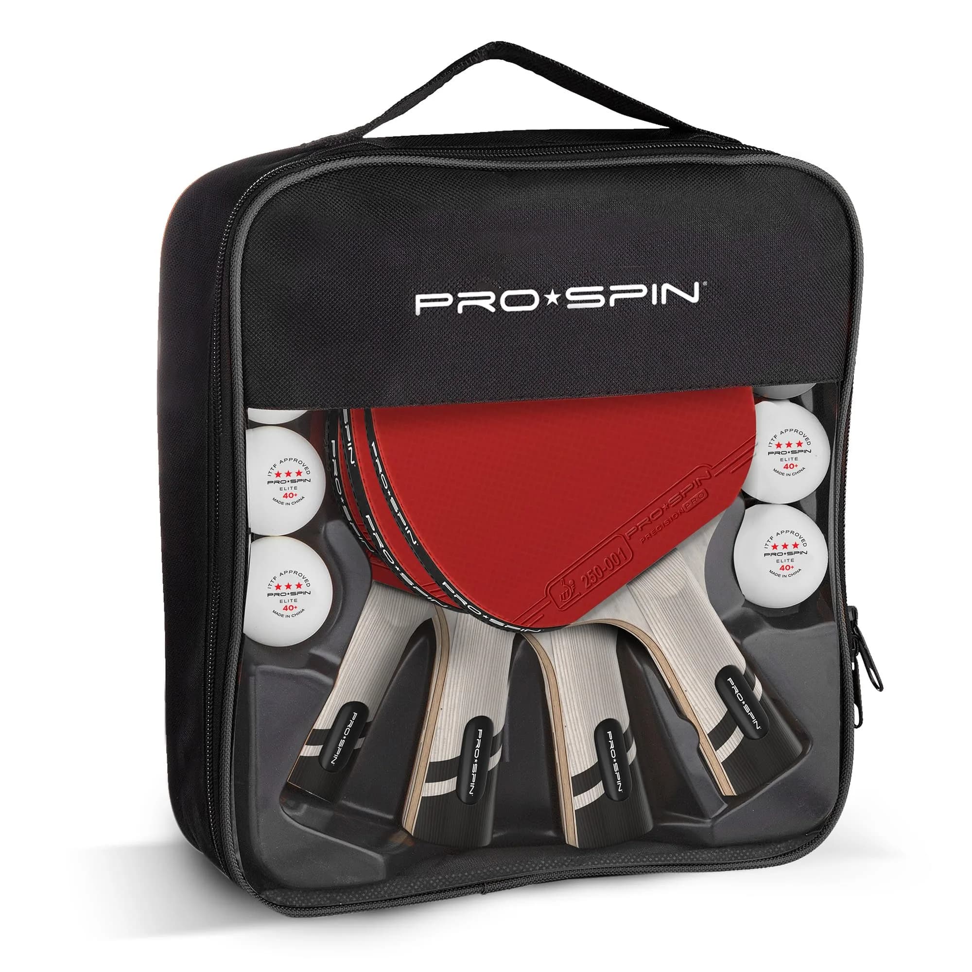 PRO-SPIN Active Red 4-Pack Carbon Fiber Table Tennis Rackets | 7-Ply Blade, 2.0mm Sponge - view 2