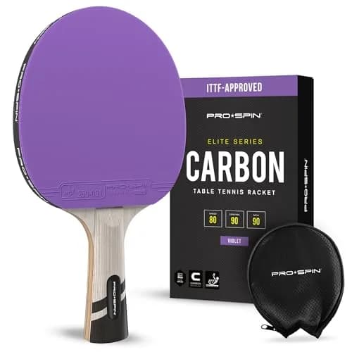 PRO-SPIN ITTF Approved Carbon Fiber Table Tennis Rackets | 7-Ply Blade, 2.0mm Sponge, Violet (1-Pack) thumbnail 1