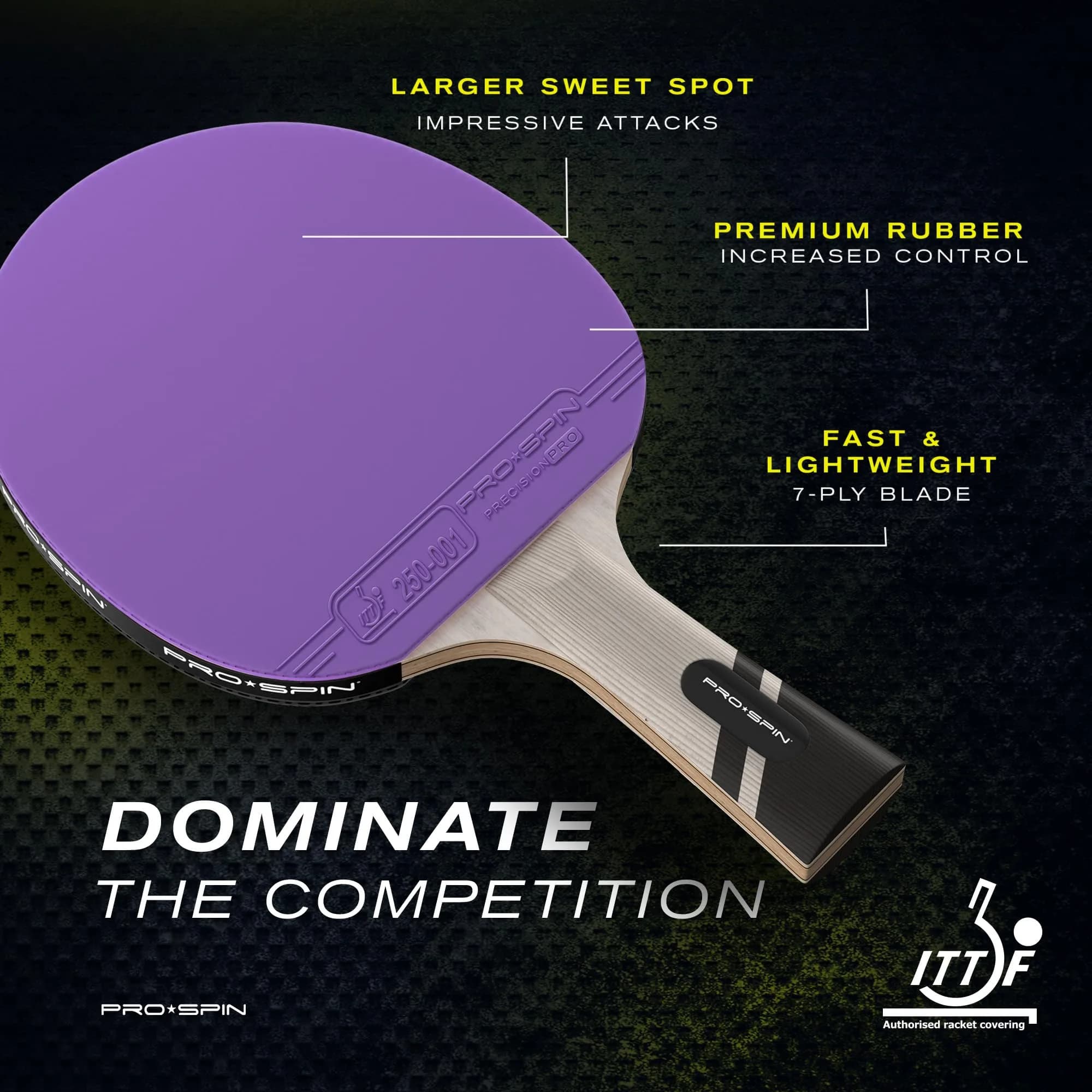PRO-SPIN Carbon Fiber Table Tennis Rackets - Violet, 1-Pack - view 2