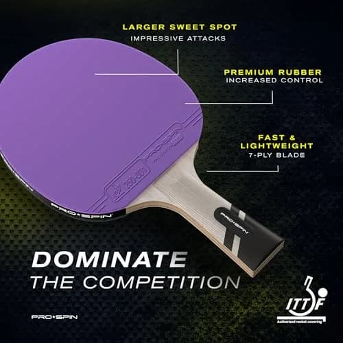 PRO-SPIN ITTF Approved Carbon Fiber Table Tennis Rackets | 7-Ply Blade, 2.0mm Sponge, Violet (1-Pack) thumbnail 2