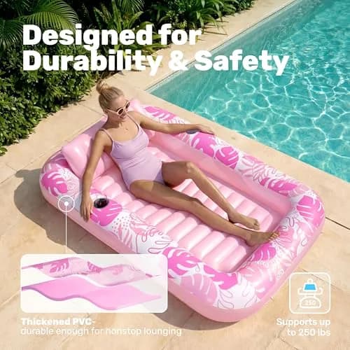 Sloosh Inflatable Tanning Pool Lounger Float 70" x 46" | Ergonomic Solo Comfort Design thumbnail 5