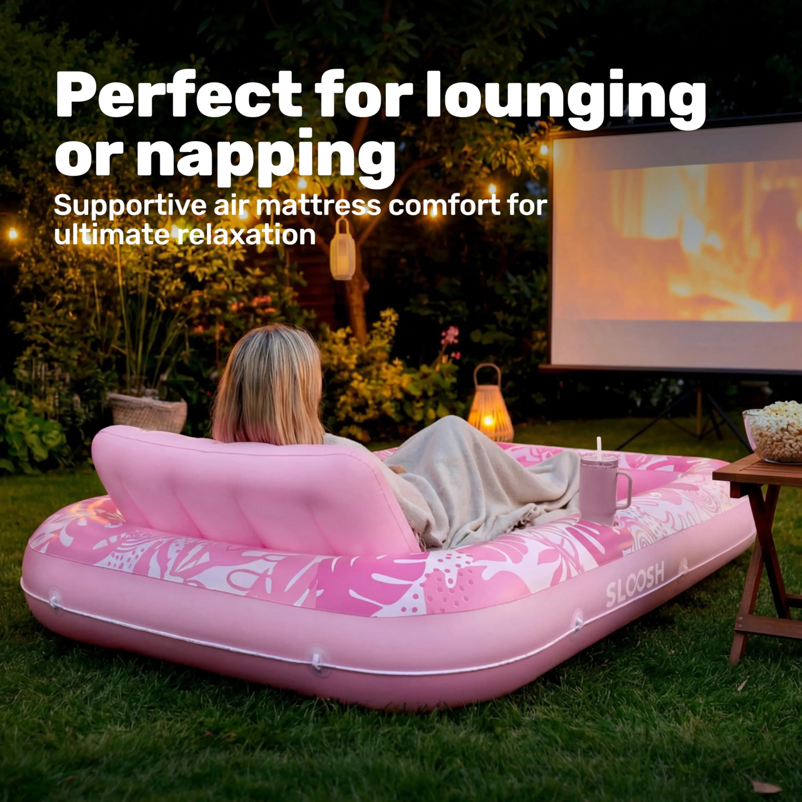 Sloosh Inflatable Tanning Pool Lounger Float 70" x 46" | Ergonomic Solo Comfort Design - view 7