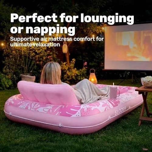 Sloosh Inflatable Tanning Pool Lounger Float 70" x 46" | Ergonomic Solo Comfort Design thumbnail 7