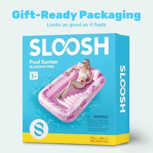 Sloosh Inflatable Tanning Pool Lounger Float 70" x 46" | Ergonomic Solo Comfort Design thumbnail 9