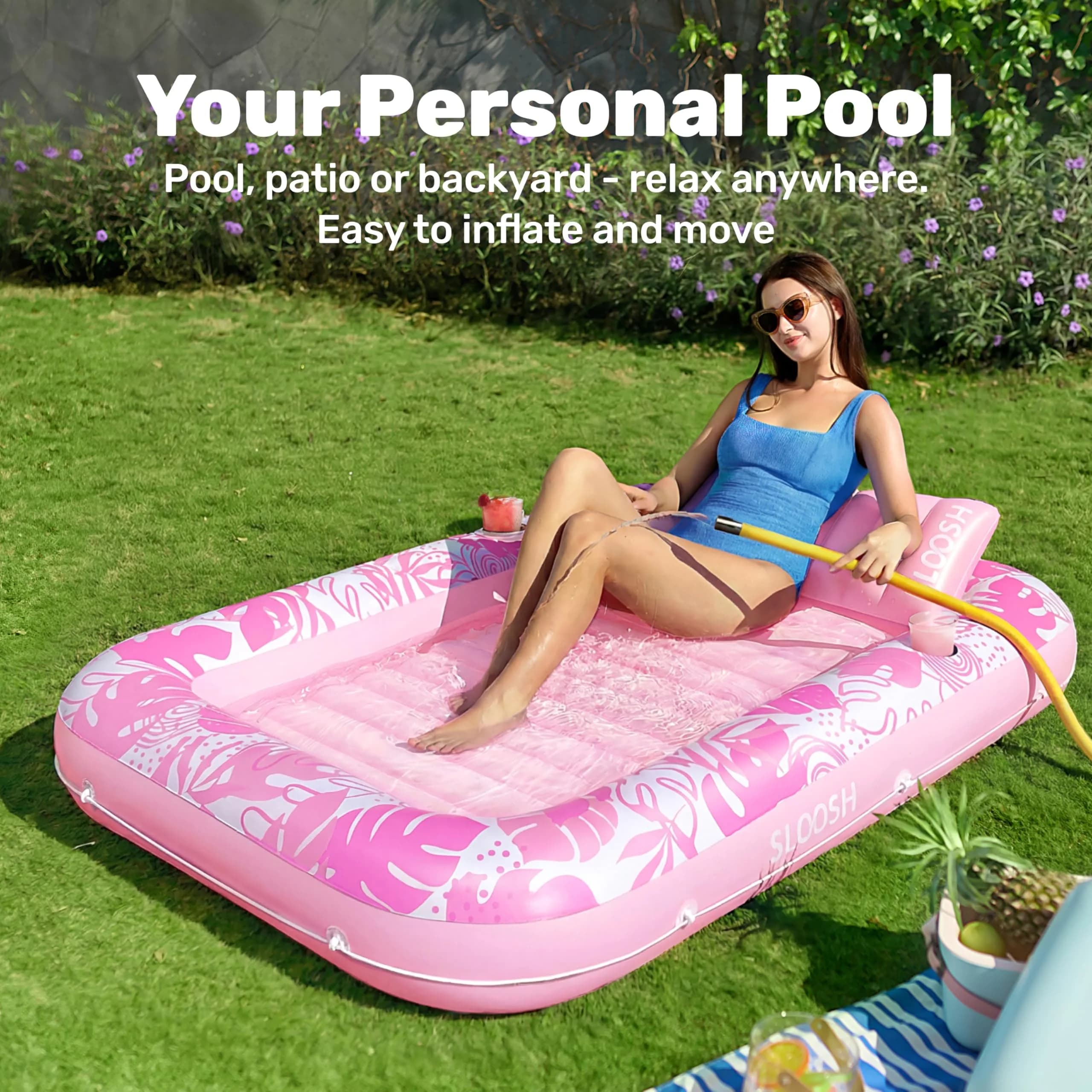 Sloosh Inflatable Tanning Pool Lounger Float 70" x 46" | Ergonomic Solo Comfort Design - view 3