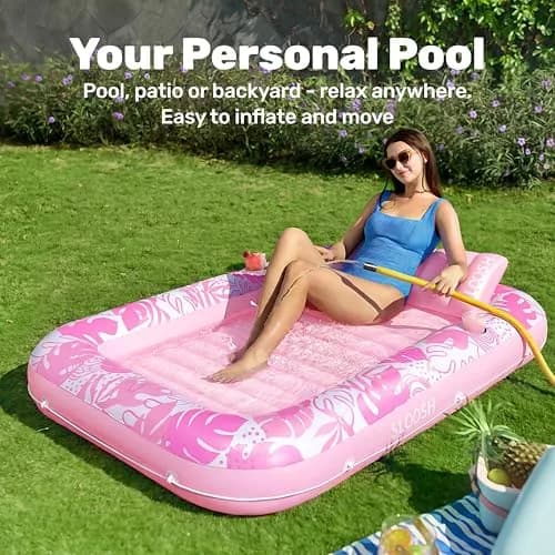 Sloosh Inflatable Tanning Pool Lounger Float 70" x 46" | Ergonomic Solo Comfort Design thumbnail 3