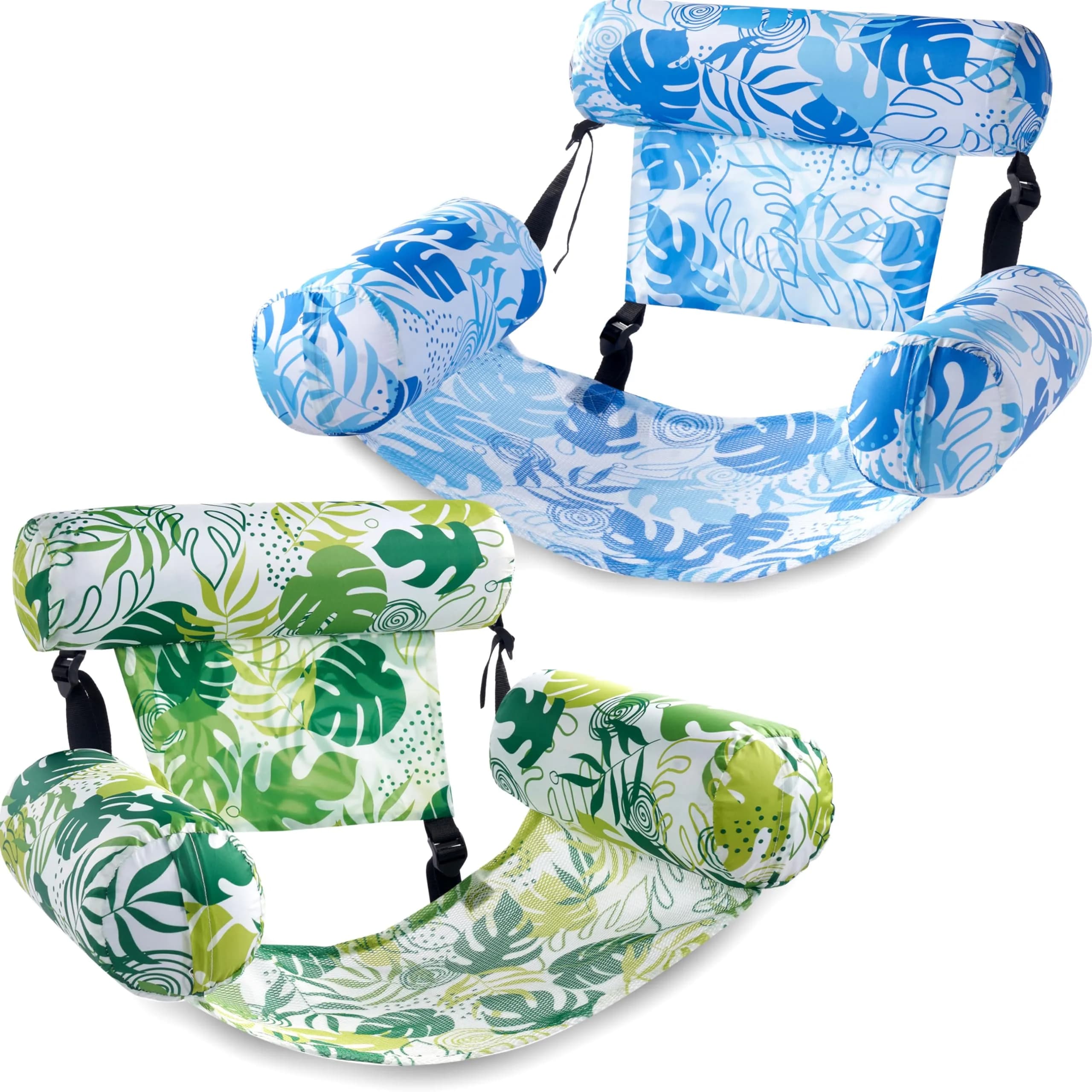 Sloosh Inflatable Pool Floats 2-Pack | 103.7 cm (40.8 in) x 30 cm (11.8 in) x 24 cm (9.4 in) - Summer Leaves - main product image