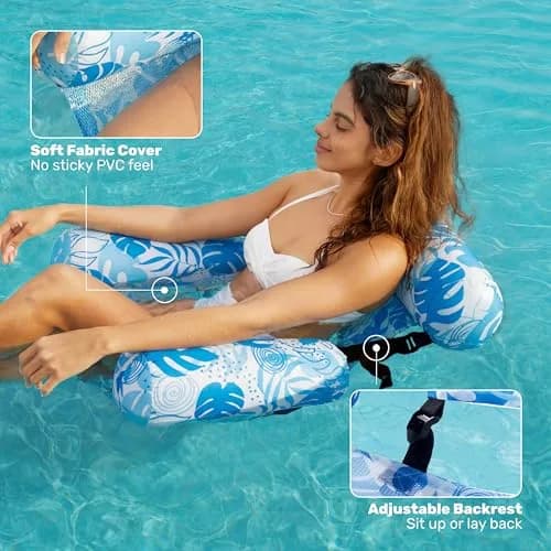 Sloosh Inflatable Pool Floats 2-Pack | 103.7 cm (40.8 in) x 30 cm (11.8 in) x 24 cm (9.4 in) - Summer Leaves thumbnail 4