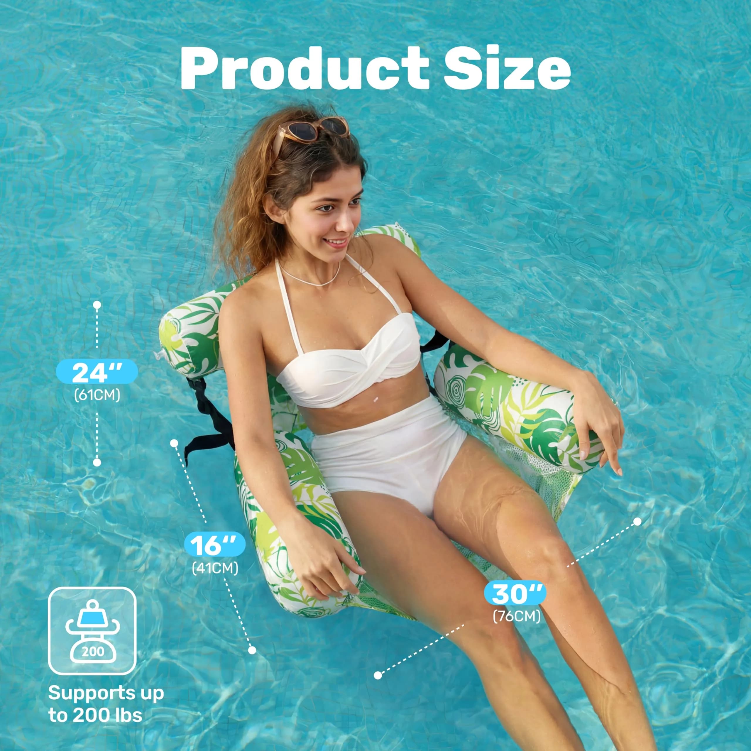 Sloosh Inflatable Pool Floats 2-Pack | 103.7 cm (40.8 in) x 30 cm (11.8 in) x 24 cm (9.4 in) - Summer Leaves - view 5
