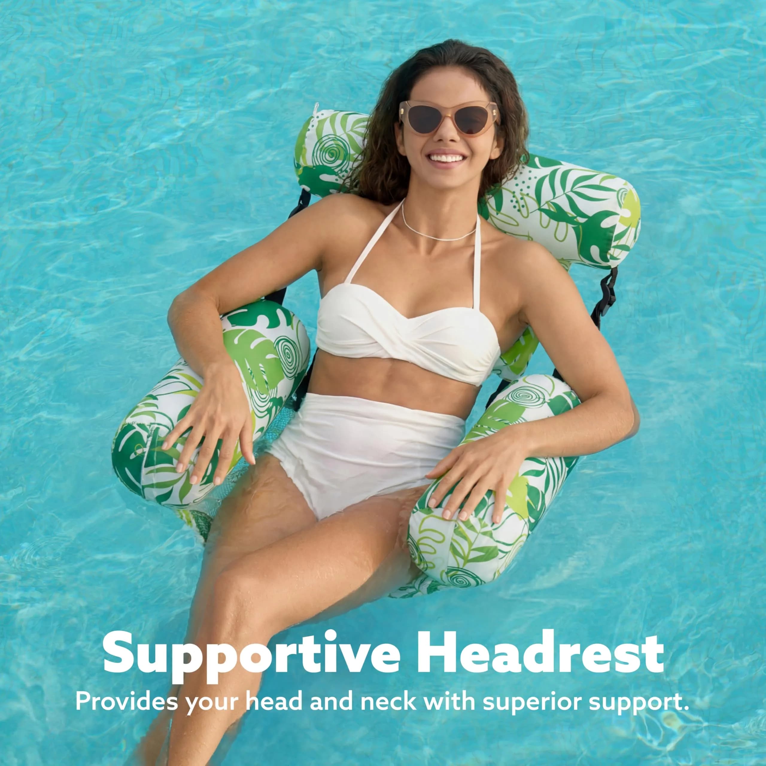 Sloosh Inflatable Pool Floats 2-Pack | 103.7 cm (40.8 in) x 30 cm (11.8 in) x 24 cm (9.4 in) - Summer Leaves - view 6