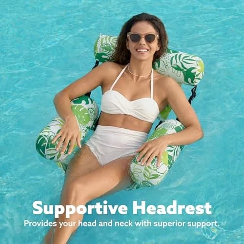 Sloosh Inflatable Pool Floats 2-Pack | 103.7 cm (40.8 in) x 30 cm (11.8 in) x 24 cm (9.4 in) - Summer Leaves thumbnail 6
