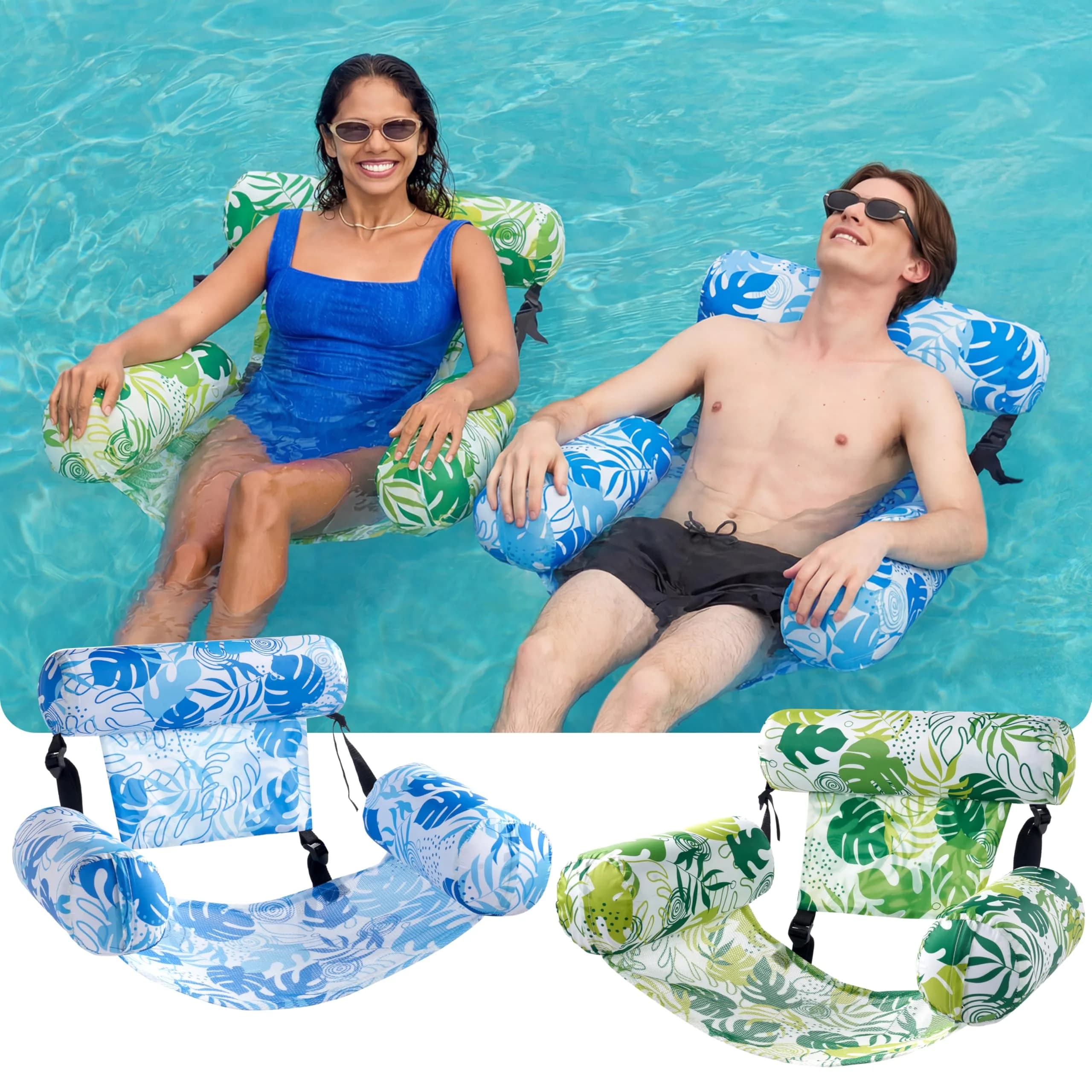 Sloosh Inflatable Pool Floats 2-Pack | 103.7 cm (40.8 in) x 30 cm (11.8 in) x 24 cm (9.4 in) - Summer Leaves - view 2