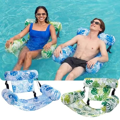 Sloosh Inflatable Pool Floats 2-Pack | 103.7 cm (40.8 in) x 30 cm (11.8 in) x 24 cm (9.4 in) - Summer Leaves thumbnail 2