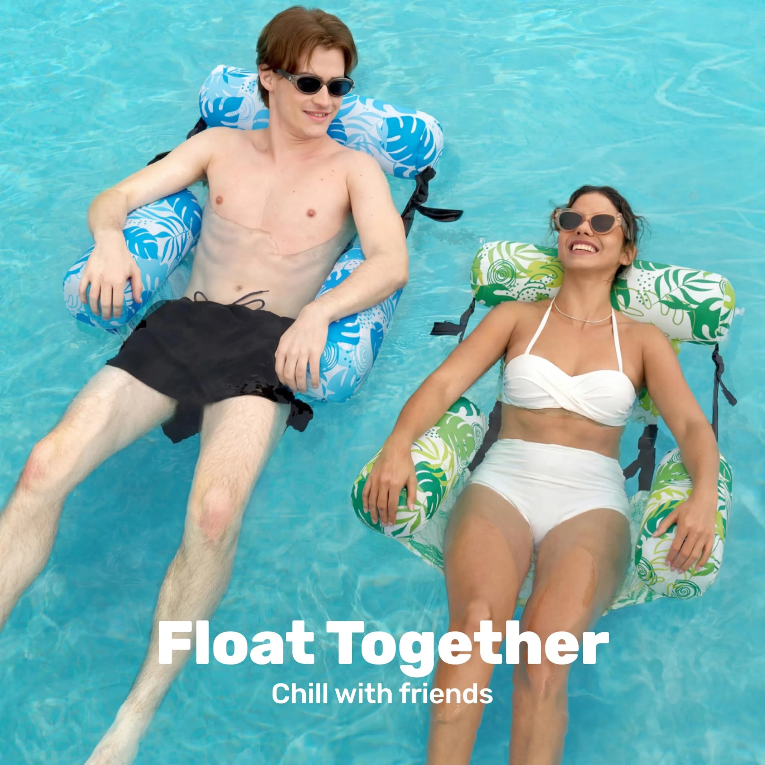 Sloosh Inflatable Pool Floats 2-Pack | 103.7 cm (40.8 in) x 30 cm (11.8 in) x 24 cm (9.4 in) - Summer Leaves - view 3