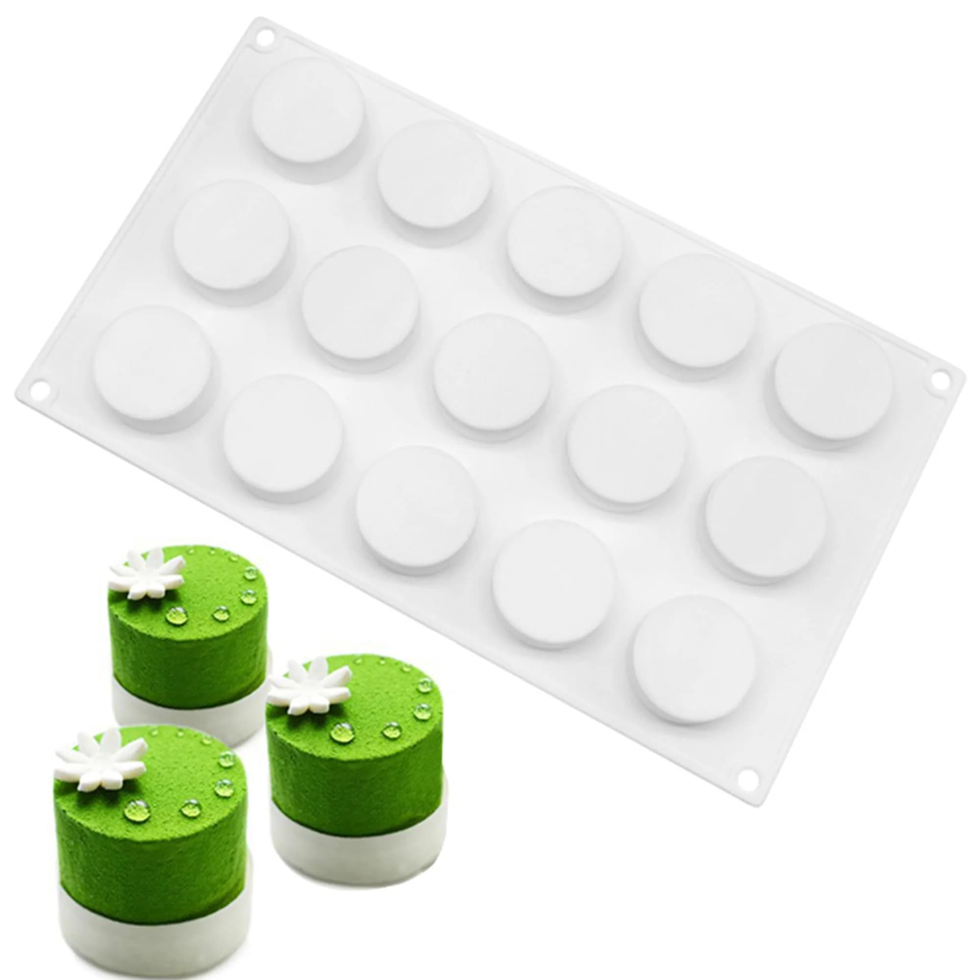 OCPO Kitchen Cylinder Silicone Mold for Baking Mousse Cake, 15 Cavities | Easy Release Dessert & Chocolate Mold - main product image