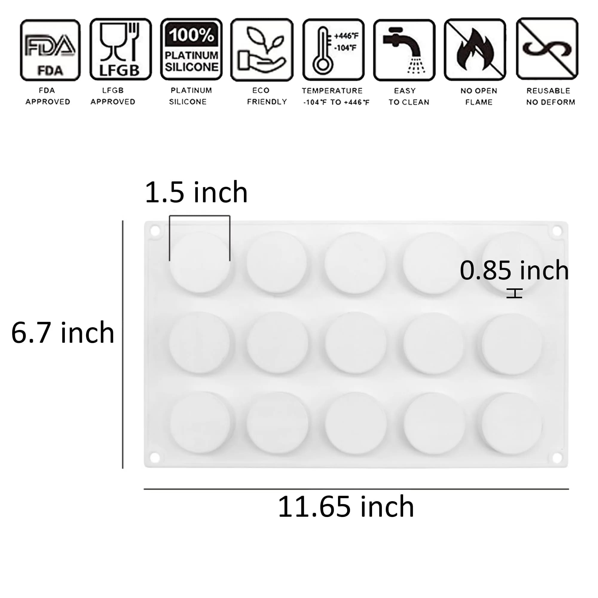 OCPO Kitchen Cylinder Silicone Mold for Baking Mousse Cake, 15 Cavities | Easy Release Dessert & Chocolate Mold - view 2