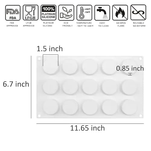 OCPO Kitchen Cylinder Silicone Mold for Baking Mousse Cake, 15 Cavities | Easy Release Dessert & Chocolate Mold thumbnail 2