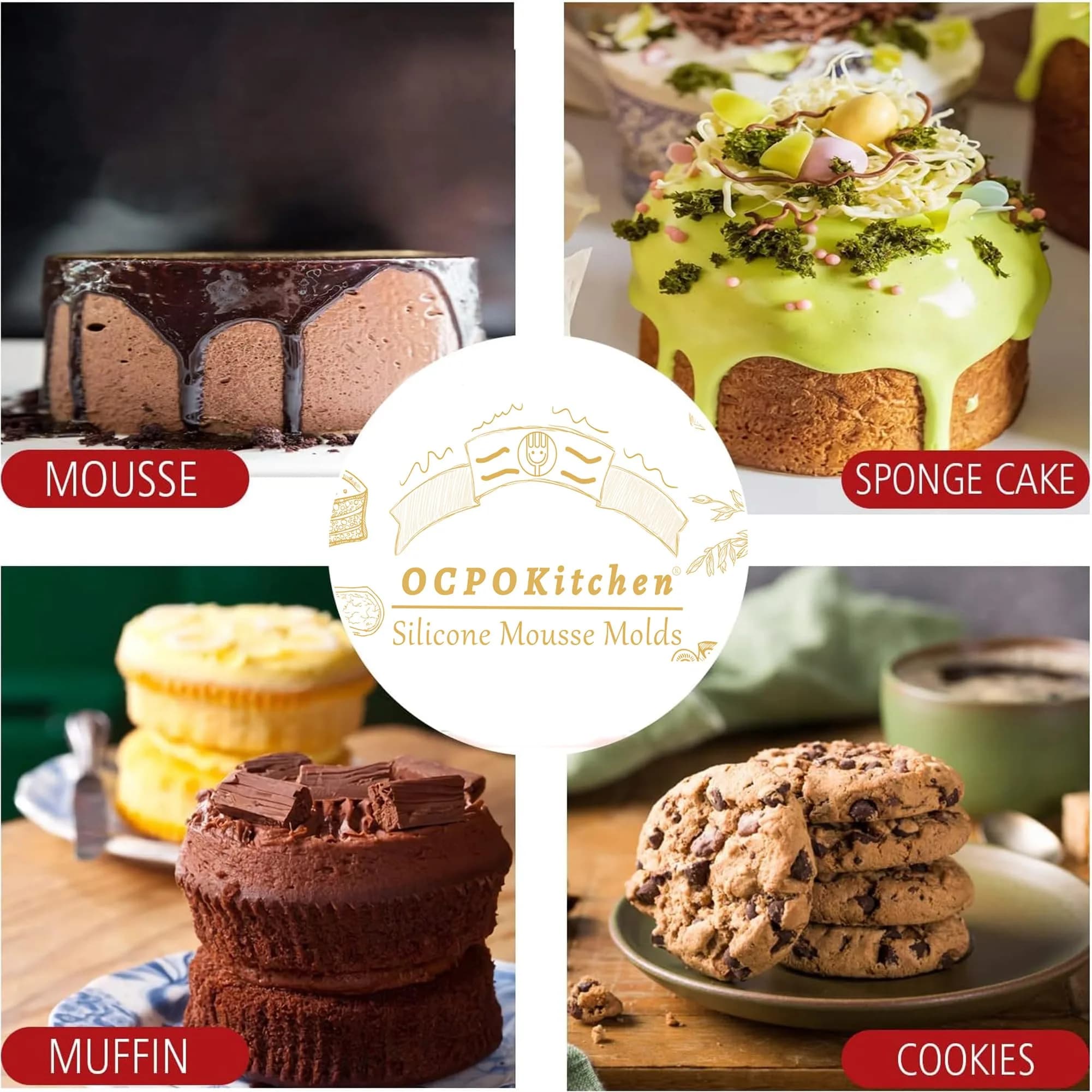 OCPO Kitchen Cylinder Silicone Mold for Baking Mousse Cake, 15 Cavities | Easy Release Dessert & Chocolate Mold - view 4