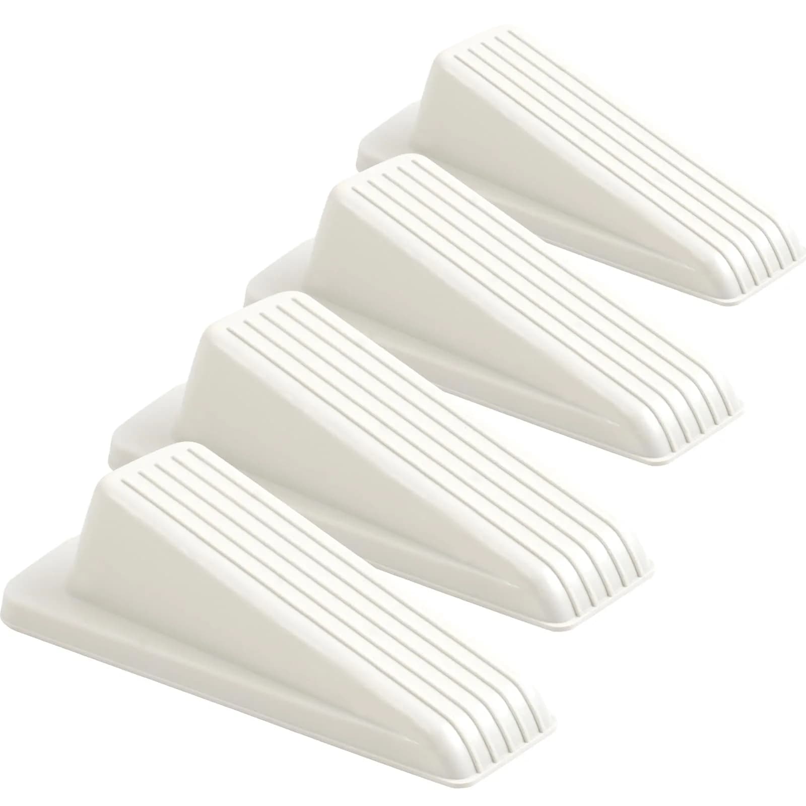 Utron White 4 Pack Door Stoppers | Floor Mount Rubber Door Wedge (10.9 cm x 5.6 cm x 3.3 cm) — White