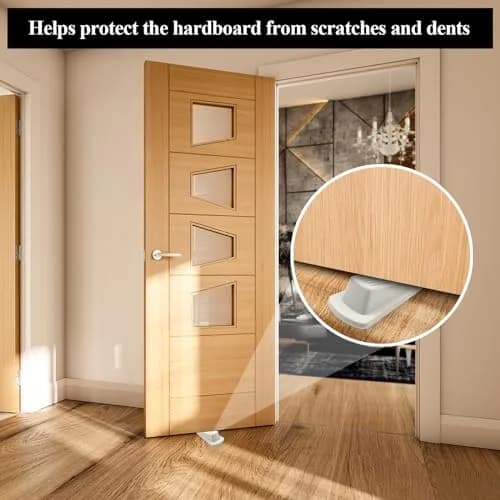 Utron White 4 Pack Door Stoppers | Floor Mount Rubber Door Wedge (10.9 cm x 5.6 cm x 3.3 cm) thumbnail 4